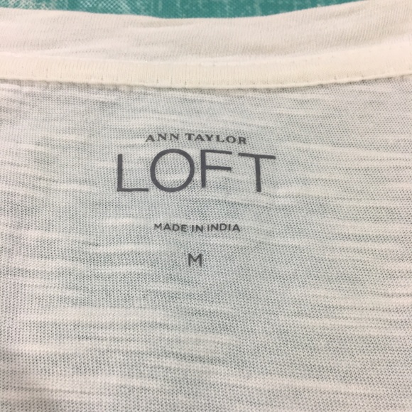 Ann Taylor Loft White V-Neck Ruffles Long Sleeve - Picture 3 of 6